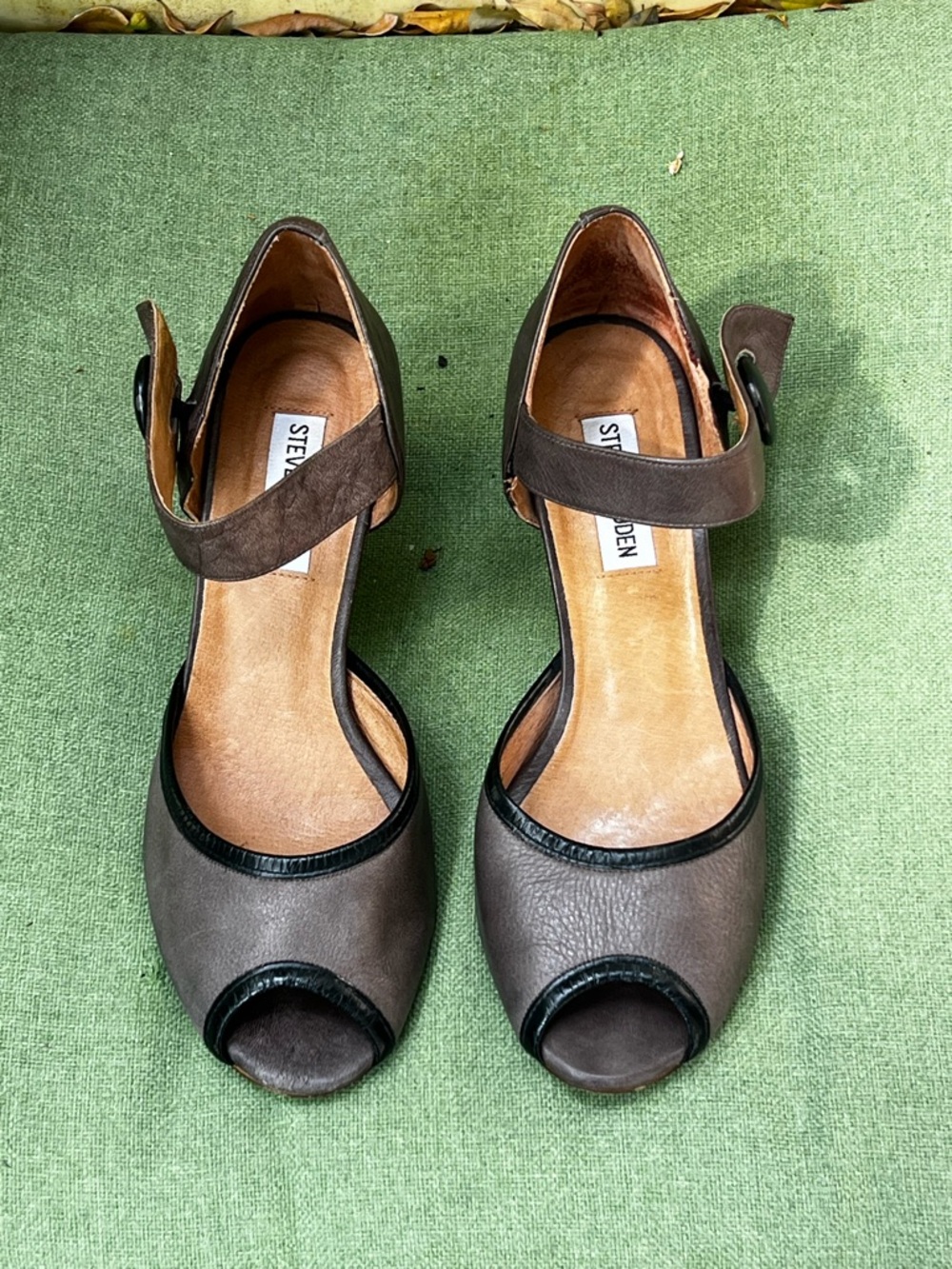 Steve Madden Brown Open-Toe Ankle-Strap Heels